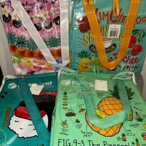 Set Of 4 Foodland Hawaii Reusable Insulated Bags~Spam/Lei/Kim Chee/Pineapple